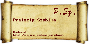 Preiszig Szabina névjegykártya